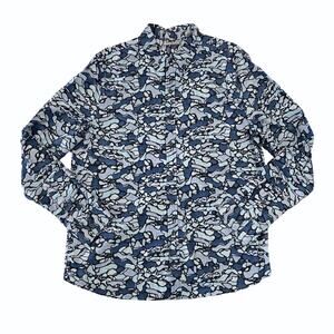 Michael Bastian Men's Blue Geometric Print Button Down Shirt - SIZE L